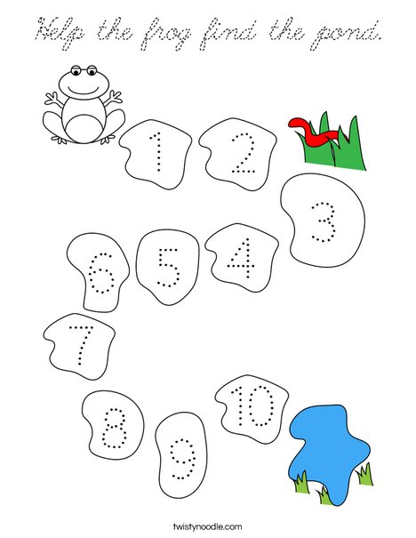 Help the frog find the pond. Coloring Page