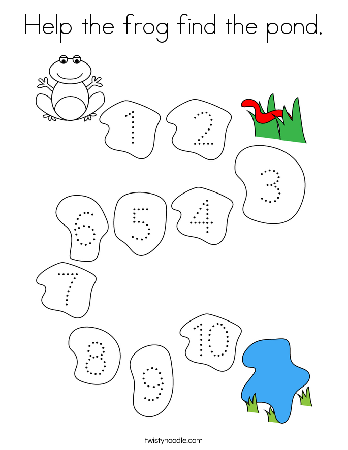 Help the frog find the pond. Coloring Page