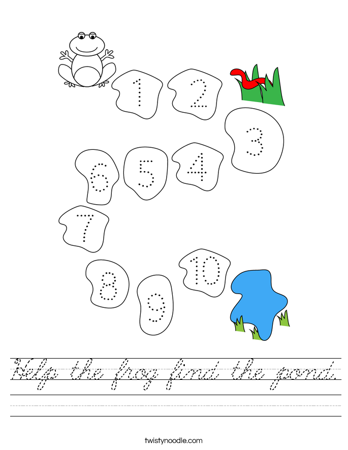 Help the frog find the pond. Worksheet