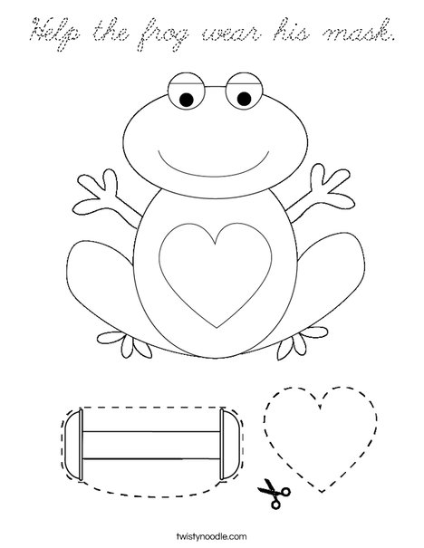 Help the frog wear his mask. Coloring Page