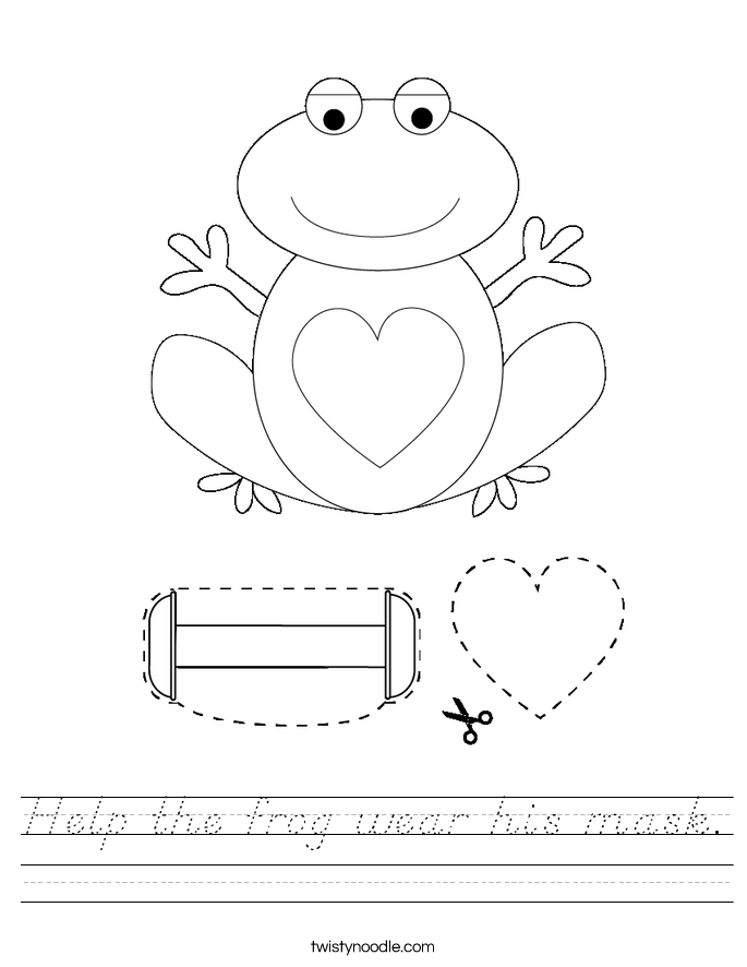 Help the frog wear his mask. Worksheet