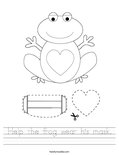 Help the frog wear his mask. Worksheet