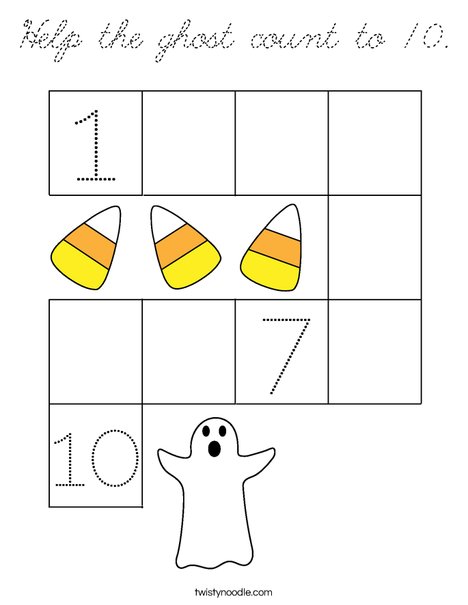 Help the ghost count to 10. Coloring Page
