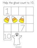 Help the ghost count to 10. Coloring Page