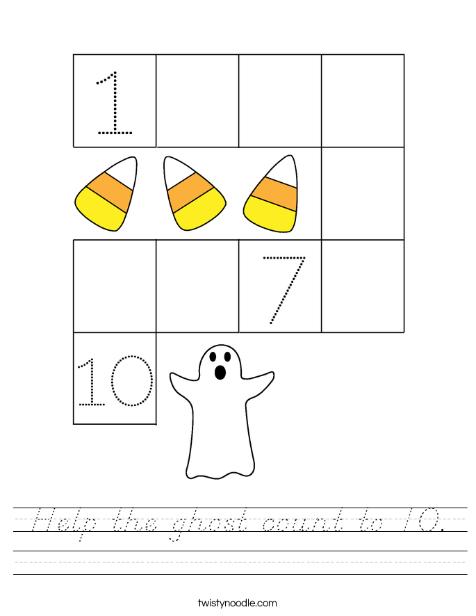Help the ghost count to 10. Worksheet
