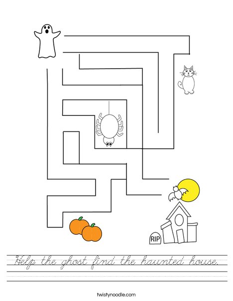 Help the ghost find the haunted House. Worksheet
