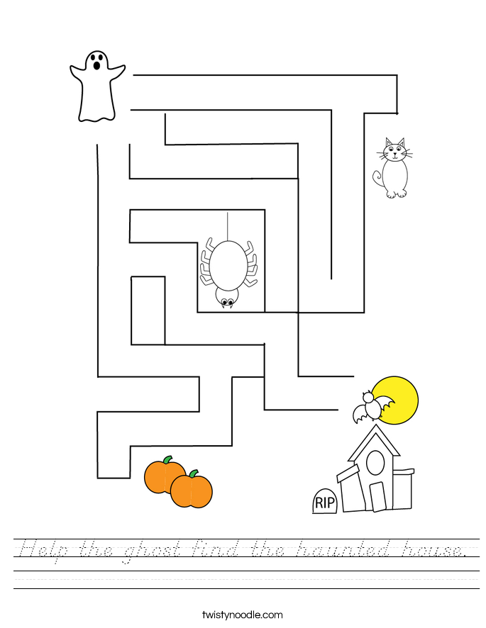 Help the ghost find the haunted house. Worksheet