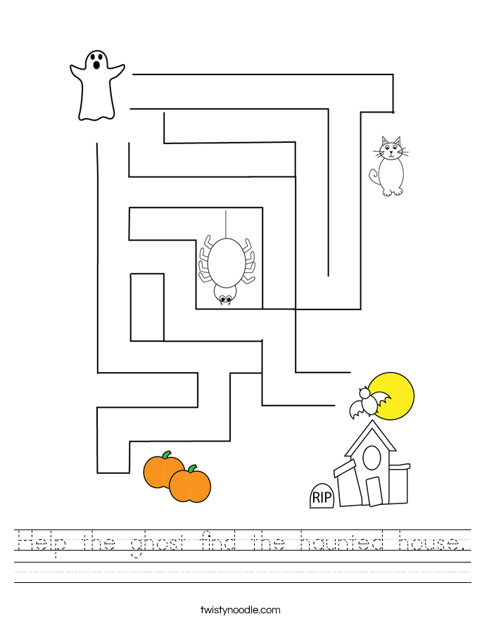 Help the ghost find the haunted house. Worksheet
