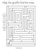 Help the giraffe find the trees  Coloring Page