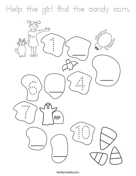 Help the girl find the candy. Coloring Page