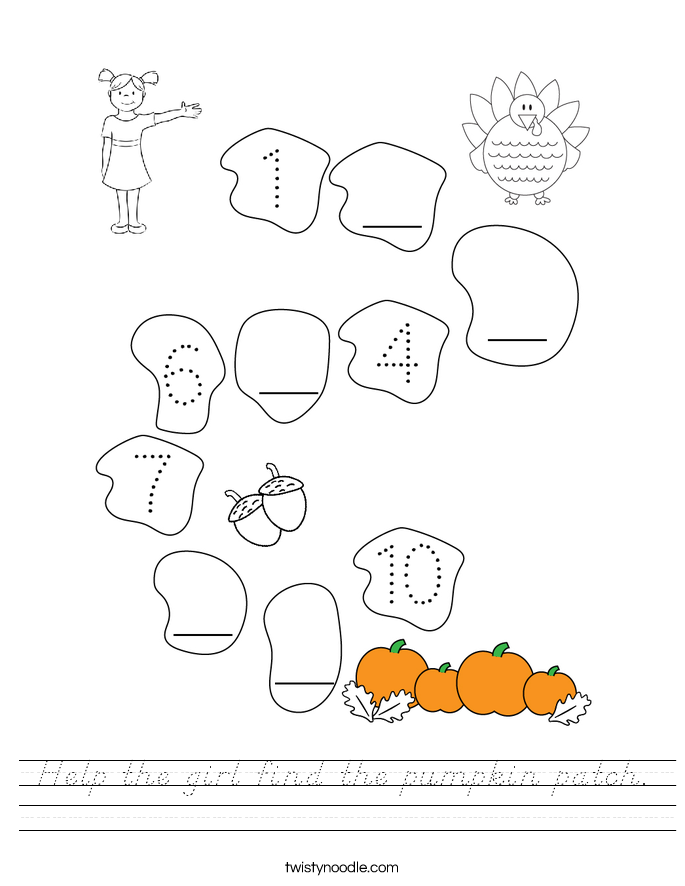 Help the girl find the pumpkin patch. Worksheet