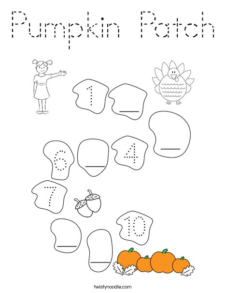 Help the girl find the pumpkin patch. Coloring Page