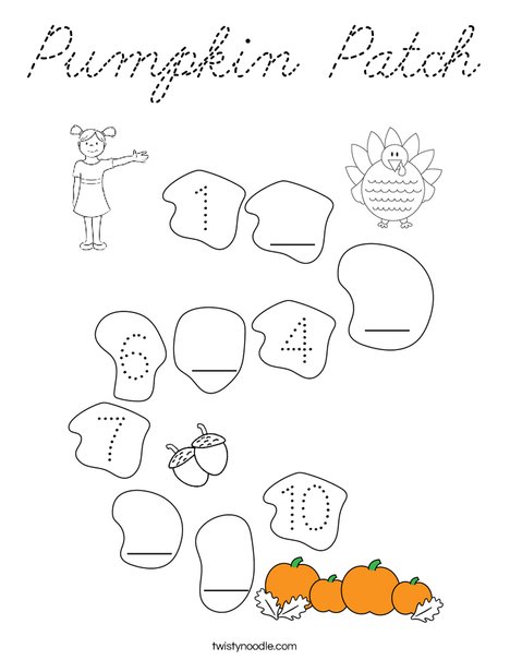 Help the girl find the pumpkin patch. Coloring Page