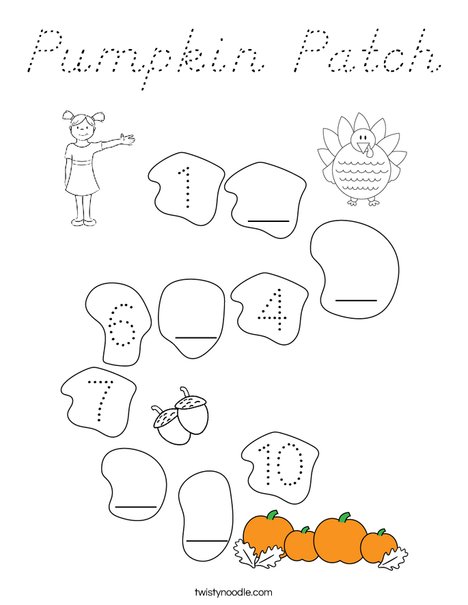 Help the girl find the pumpkin patch. Coloring Page