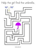 Help the girl find the umbrella. Coloring Page