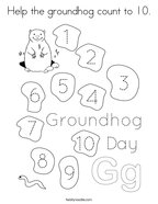Help the groundhog count to 10 Coloring Page