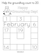 Help the groundhog count to 20 Coloring Page