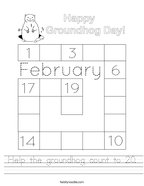 Help the groundhog count to 20 Handwriting Sheet