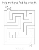 Help the horse find the letter H Coloring Page