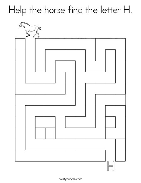 Help the horse find the letter H. Coloring Page