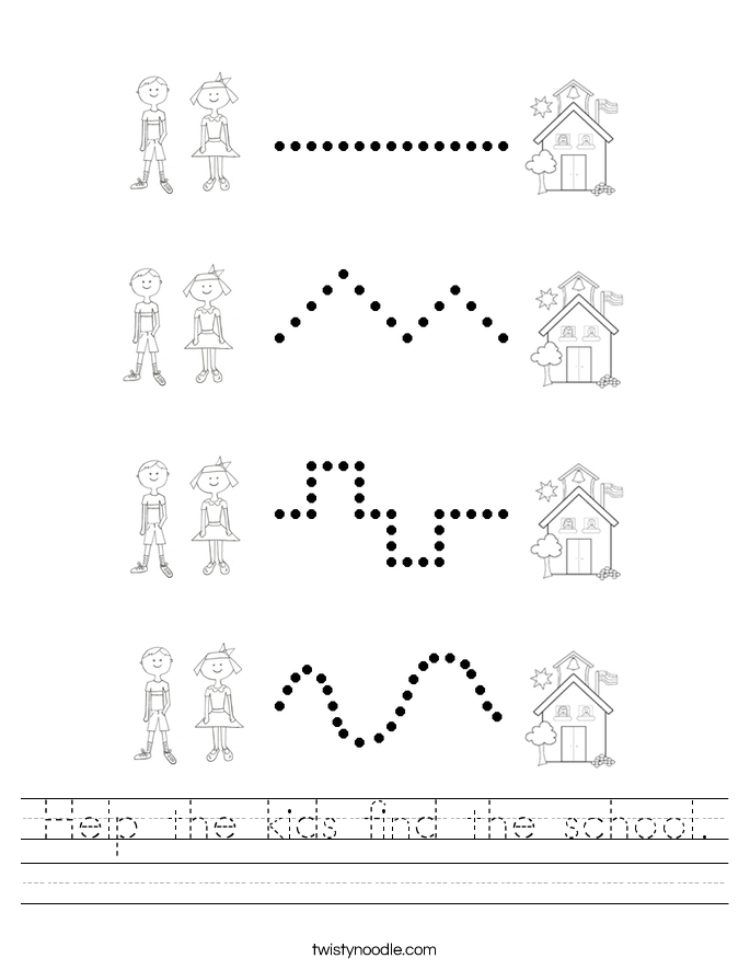 Help the kids find the school. Worksheet