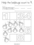 Help the ladybugs count to 9. Coloring Page