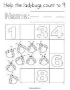 Help the ladybugs count to 9 Coloring Page