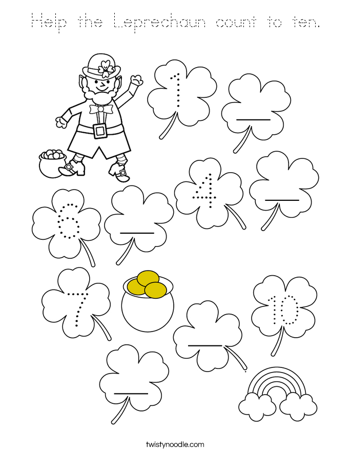 Help the Leprechaun count to ten. Coloring Page