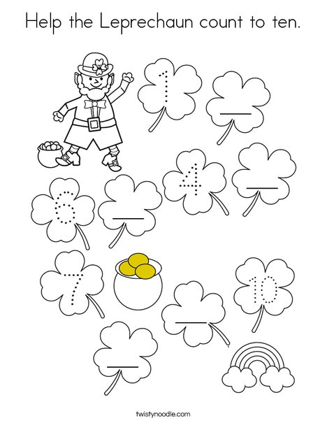 Help the Leprechaun count to ten. Coloring Page