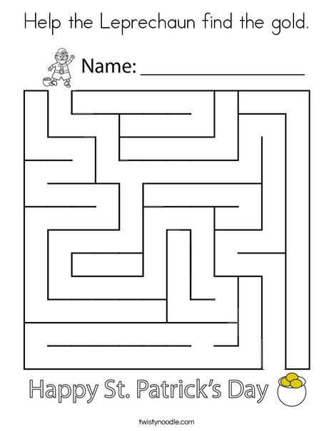 Help the Leprechaun find the gold. Coloring Page