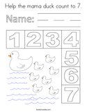 Help the mama duck count to 7 Coloring Page