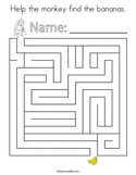 Help the monkey find the bananas Coloring Page