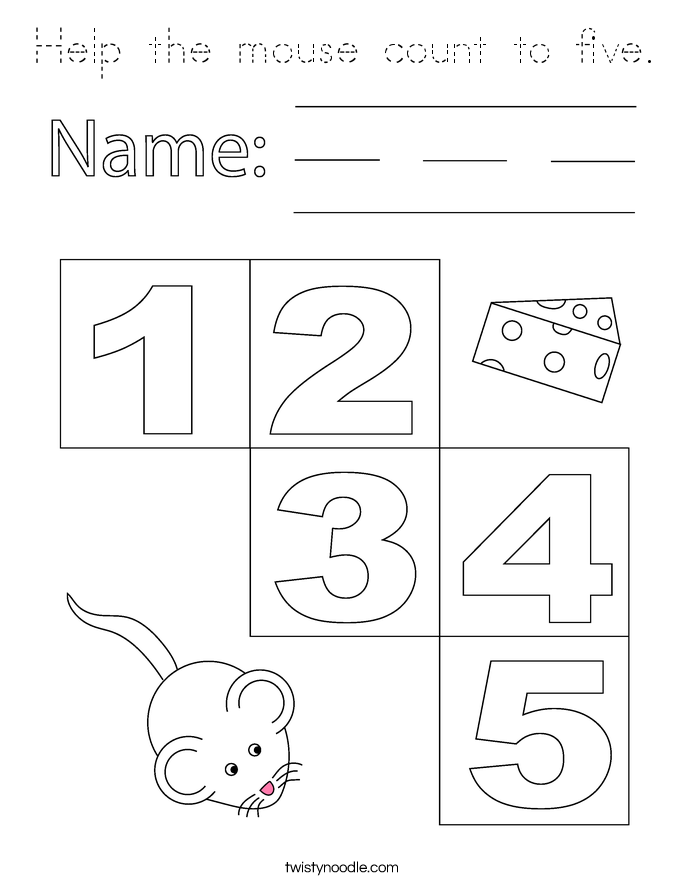 Help the mouse count to five. Coloring Page