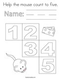 Help the mouse count to five Coloring Page
