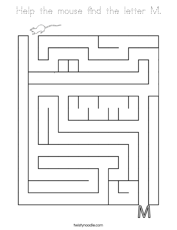Help the mouse find the letter M. Coloring Page