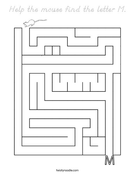 Help the mouse find the letter M. Coloring Page