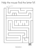 Help the mouse find the letter M Coloring Page