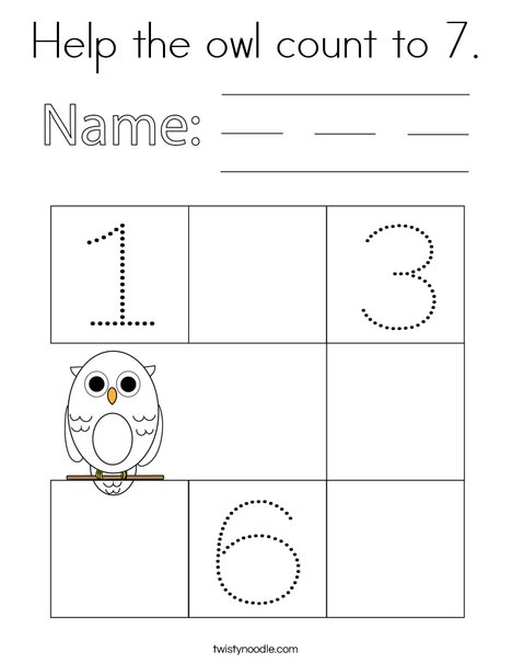 Help the owl count to 7. Coloring Page