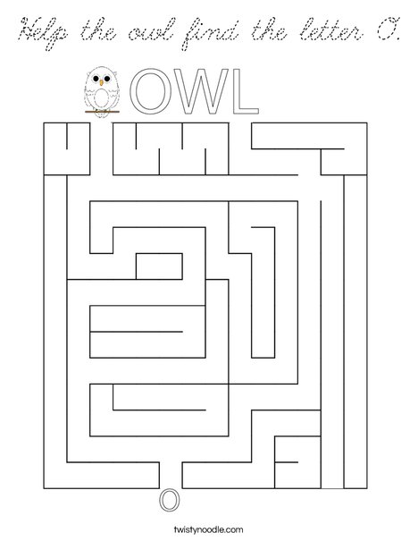 Help the owl find the letter O. Coloring Page