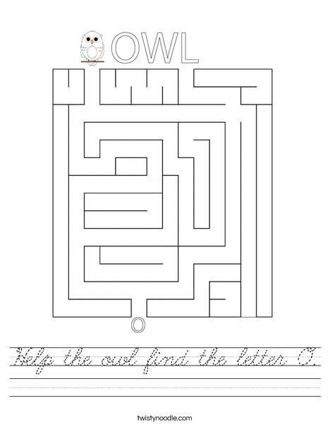 Help the owl find the letter O. Worksheet