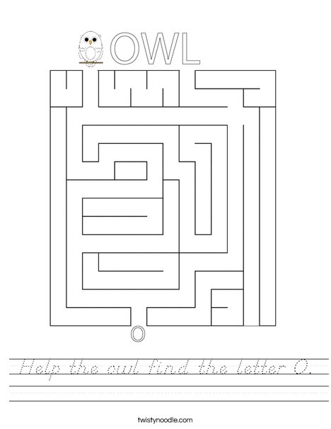 Help the owl find the letter O. Worksheet