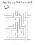 Help the pig find the letter P Coloring Page