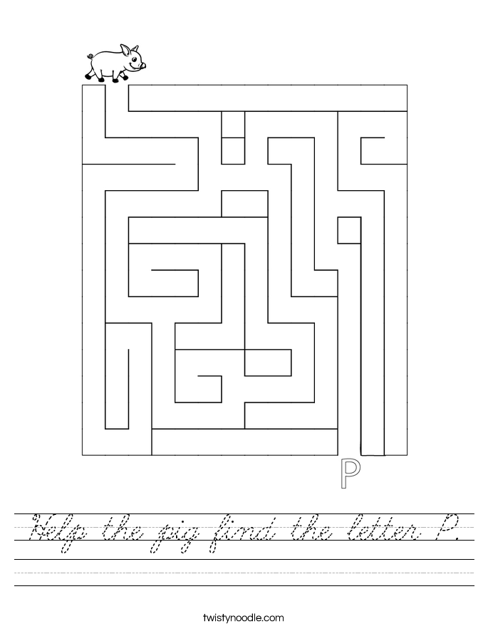Help the pig find the letter P. Worksheet