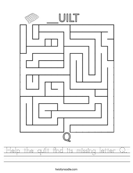 help the quilt find its missing letter q worksheet twisty noodle