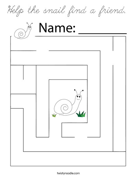 Help the snail find a friend. Coloring Page