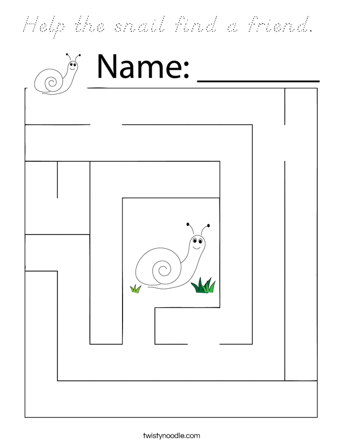 Help the snail find a friend.  Coloring Page