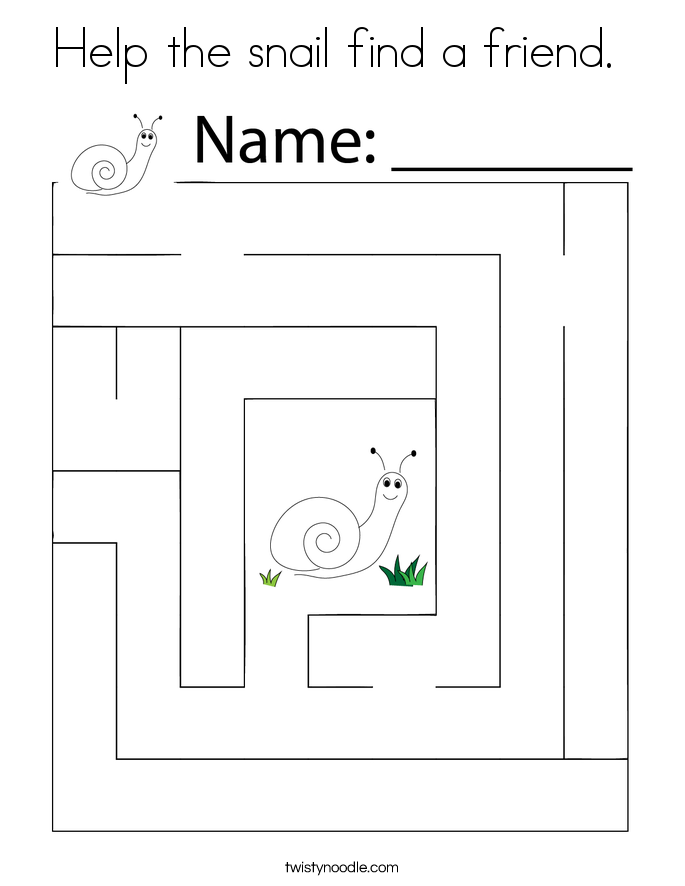 Help the snail find a friend.  Coloring Page