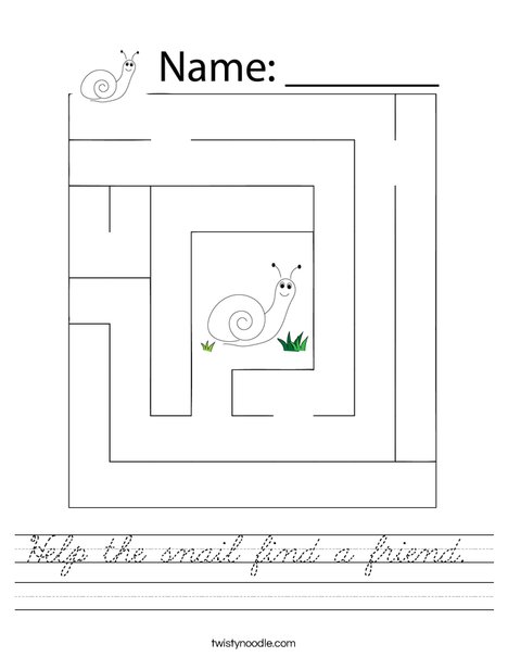 Help the snail find a friend. Worksheet