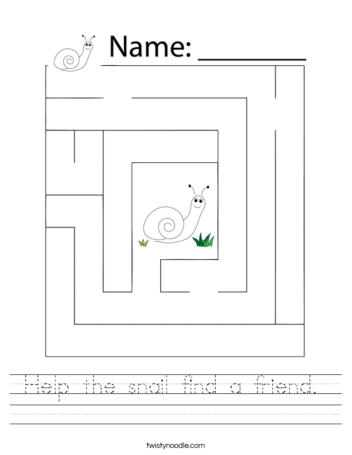 Help the snail find a friend.  Worksheet