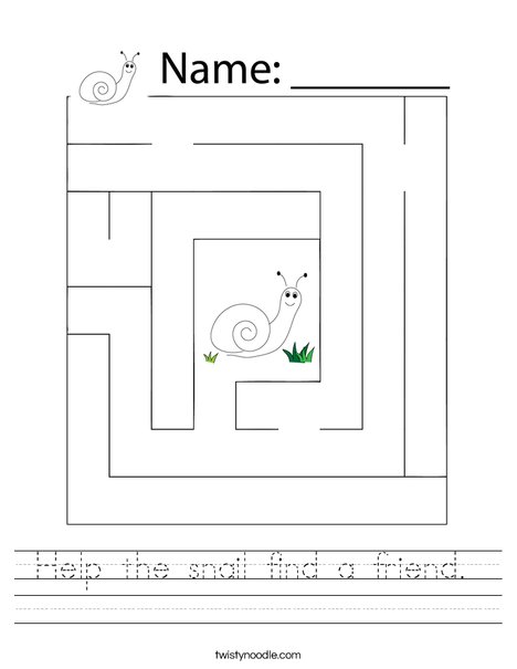 Help the snail find a friend. Worksheet